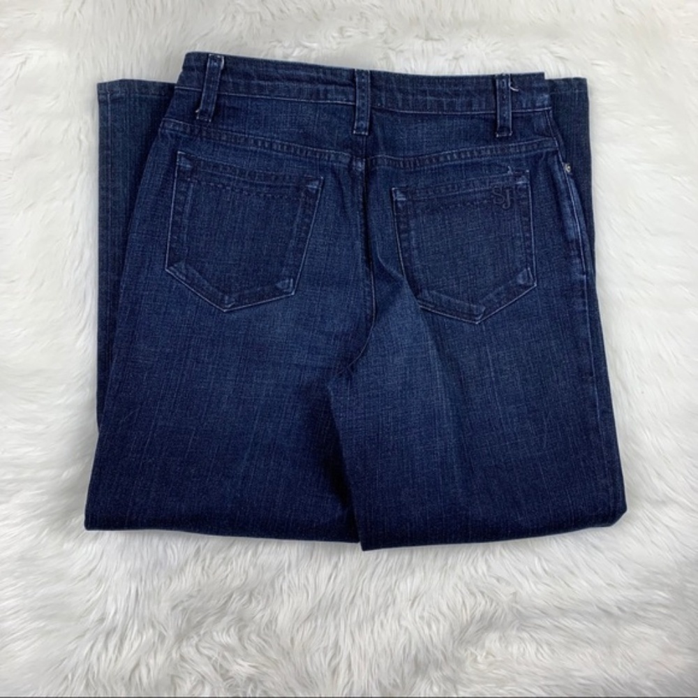 St. John Sport Dark Wash Straight Leg Jeans Size 6 5-Pocket Cotton Stretch - Picture 2 of 5